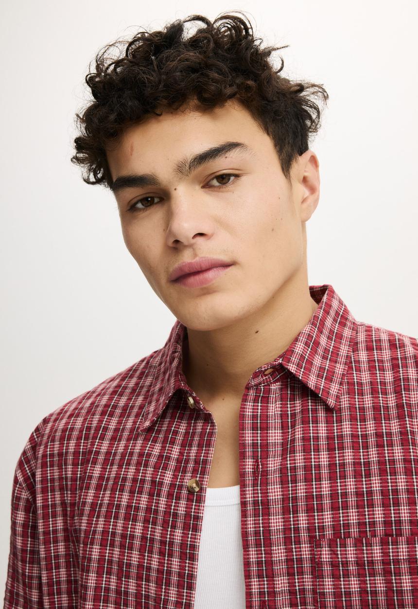 Cotton On - Darcy Short Sleeve Shirt - Burgundy Check
