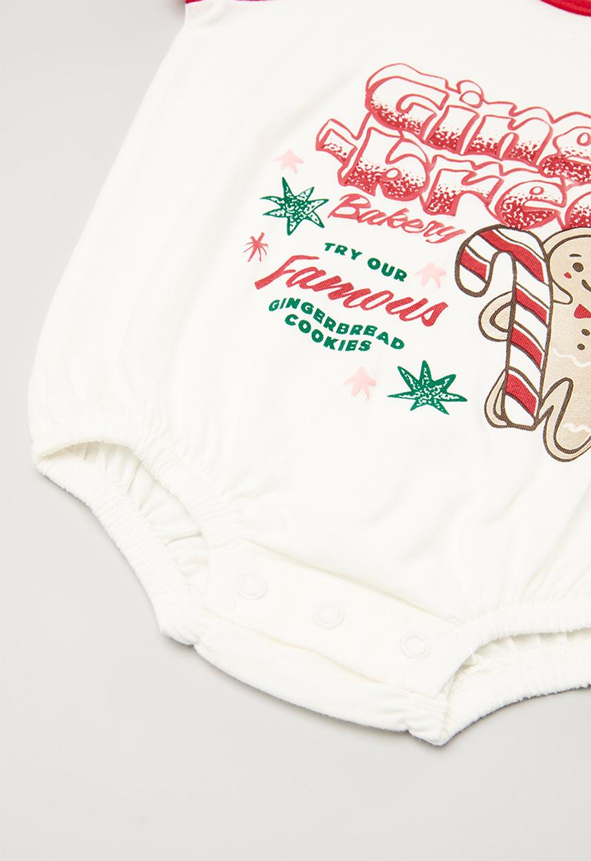 Cotton On - Baby bubbysuit family christmas - varsity red/gingerbread bakery
