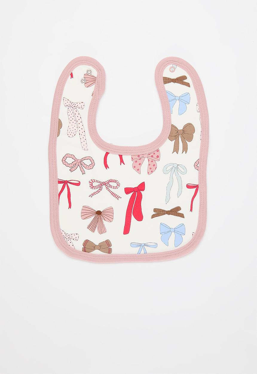 Cotton On - 2 Pack the baby bib - vanilla multi bows/varsity red mamas girl