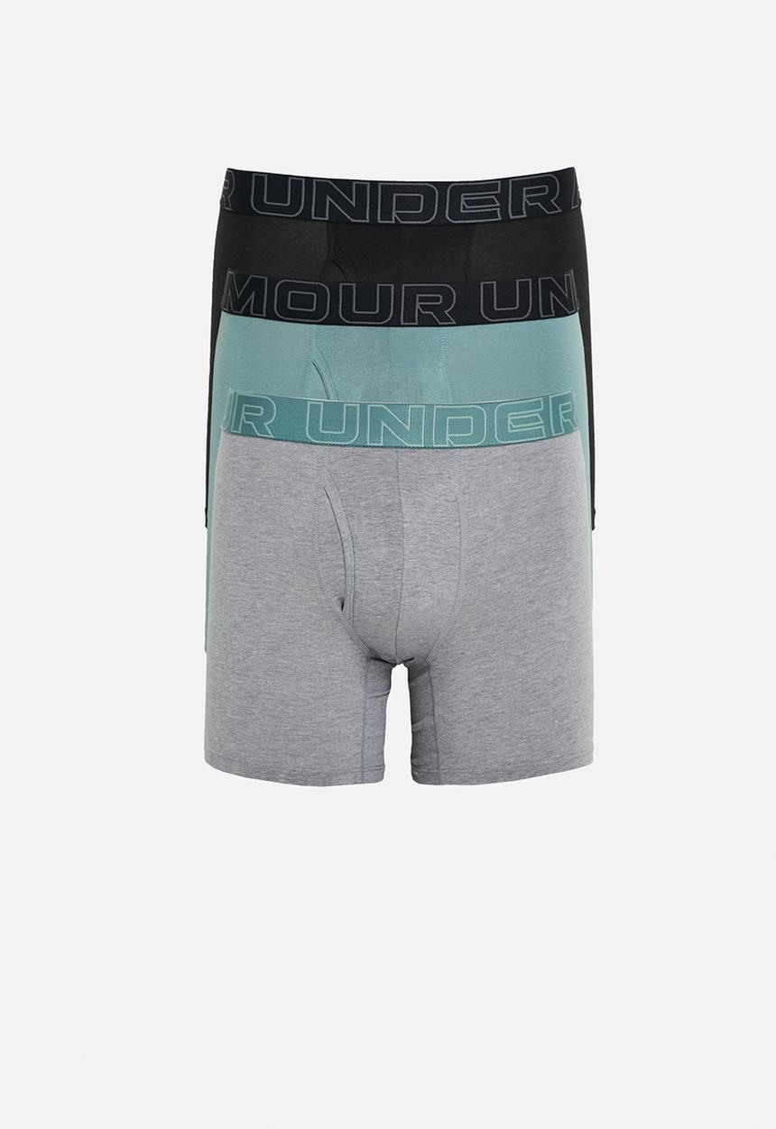 Under Armour - M UA Perf Cotton 6in - Steel Heather /Jasper Blue/Black