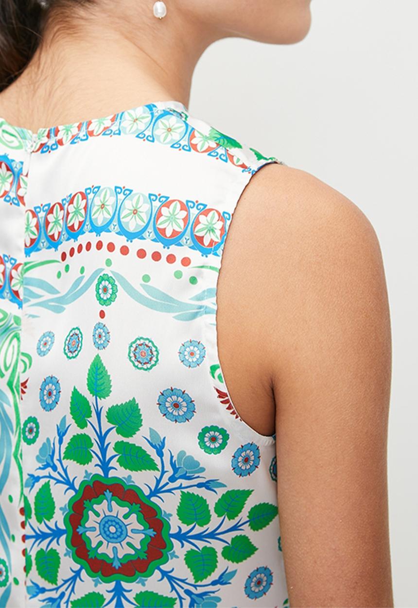 edit - Mini printed shift dress - delicate scarf print