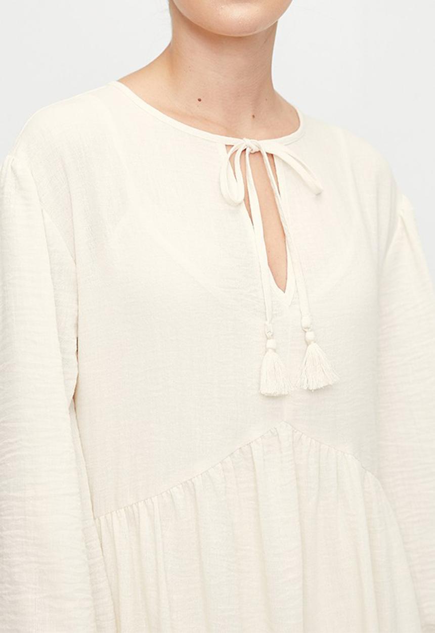 edit - Printed tiered midi dress - perfectly pale