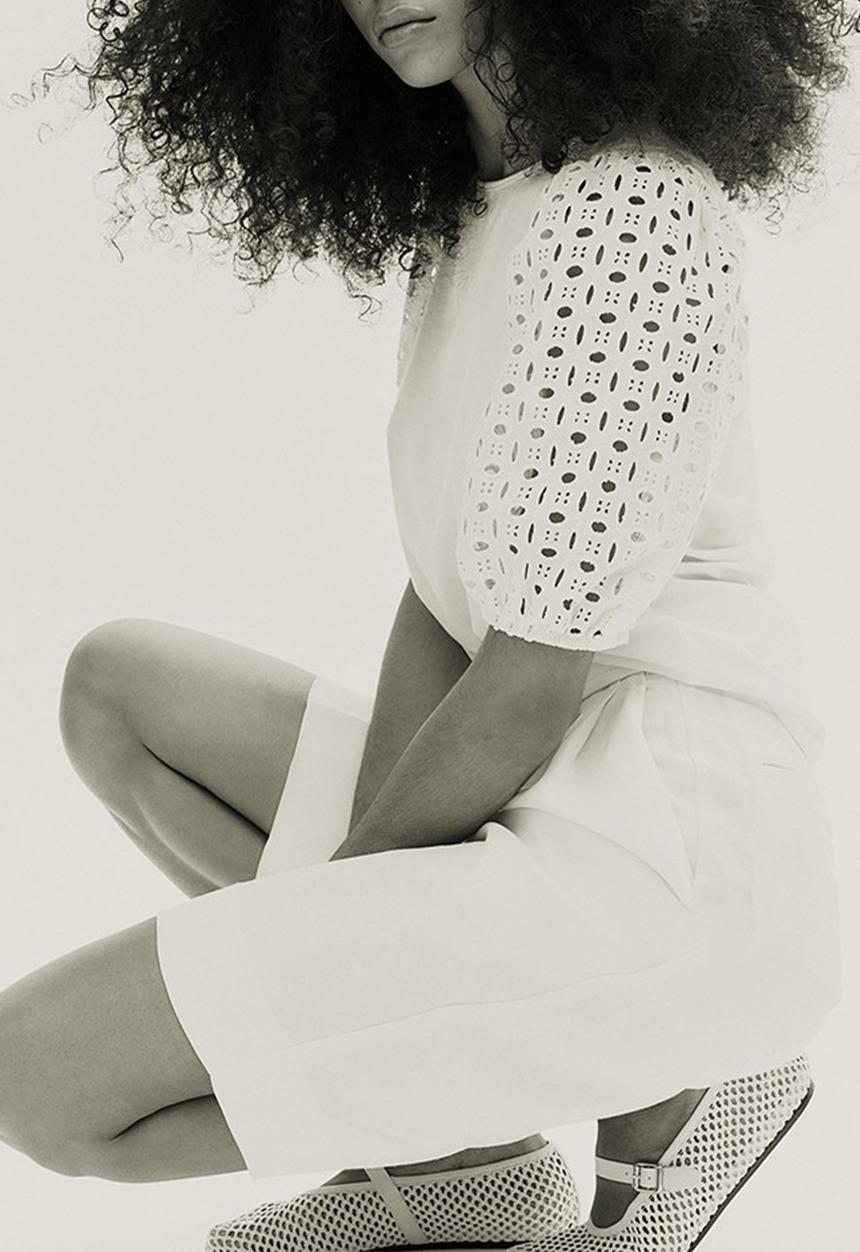 H&M - Puff-sleeved top - white