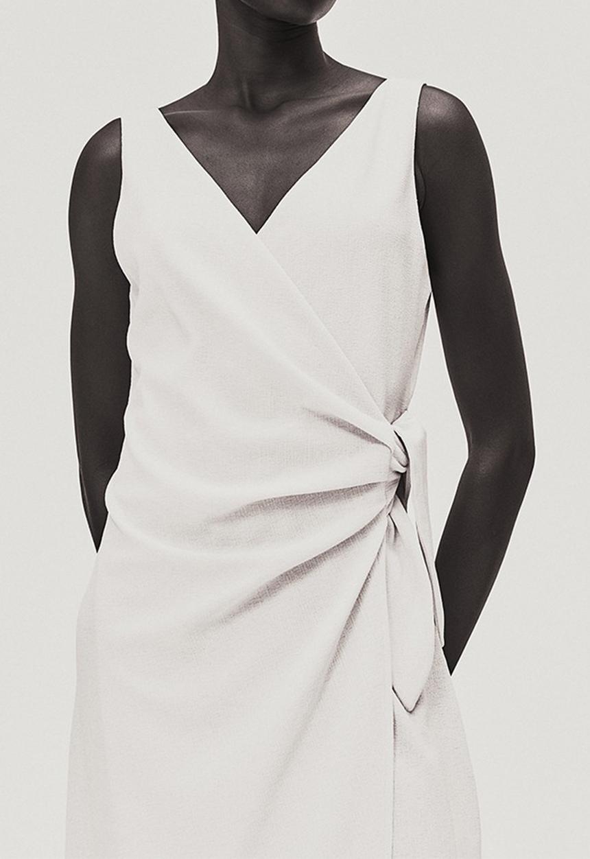 H&M - Textured wrap dress - light beige