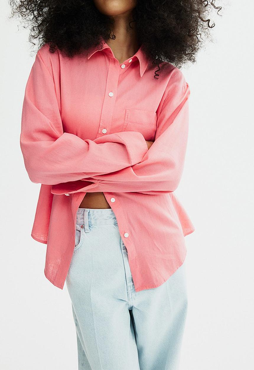 H&M - Linen-blend shirt - pink