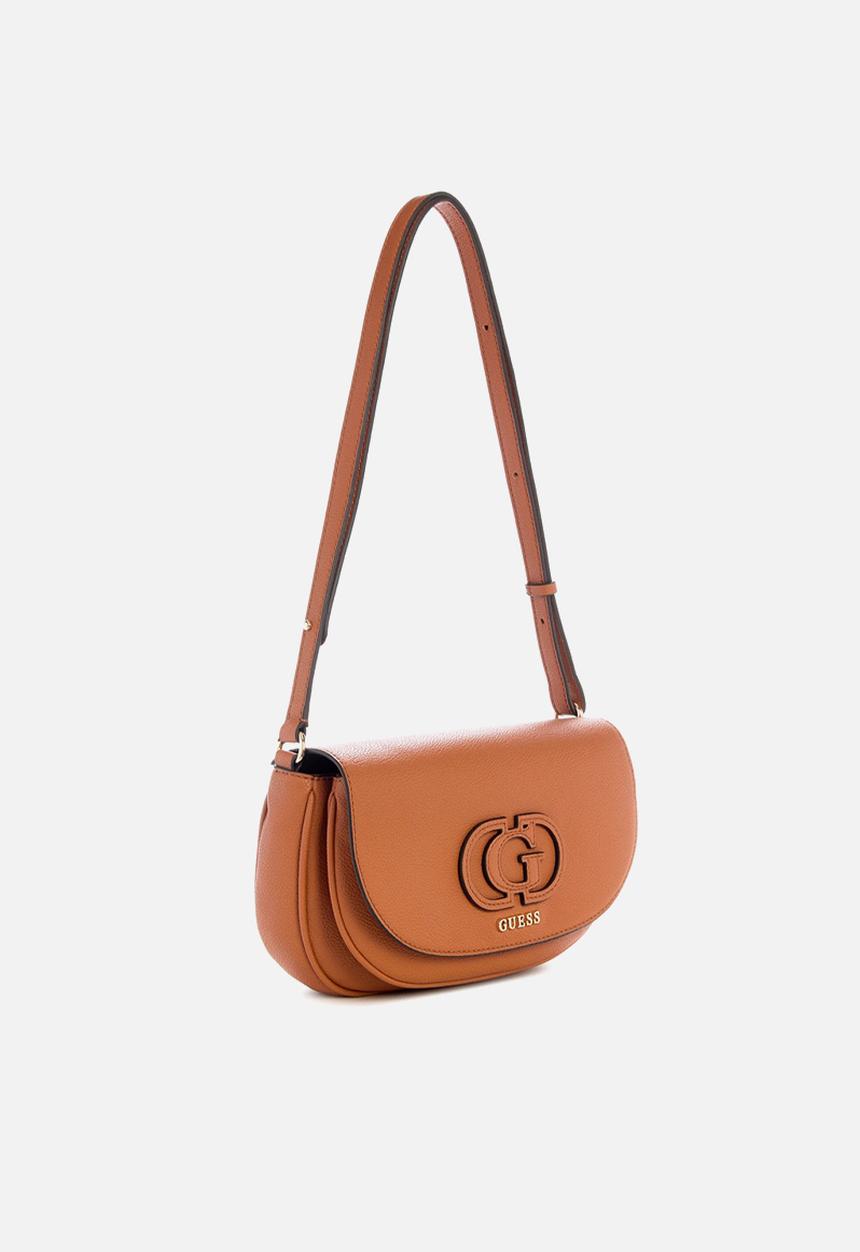 GUESS - Ahb Calebra Mini Convertible Crossbody Flap Bag - Cognac