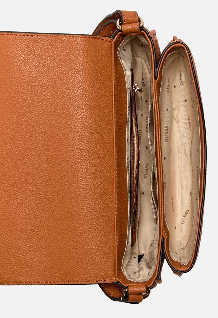 GUESS - Ahb Calebra Mini Convertible Crossbody Flap Bag - Cognac