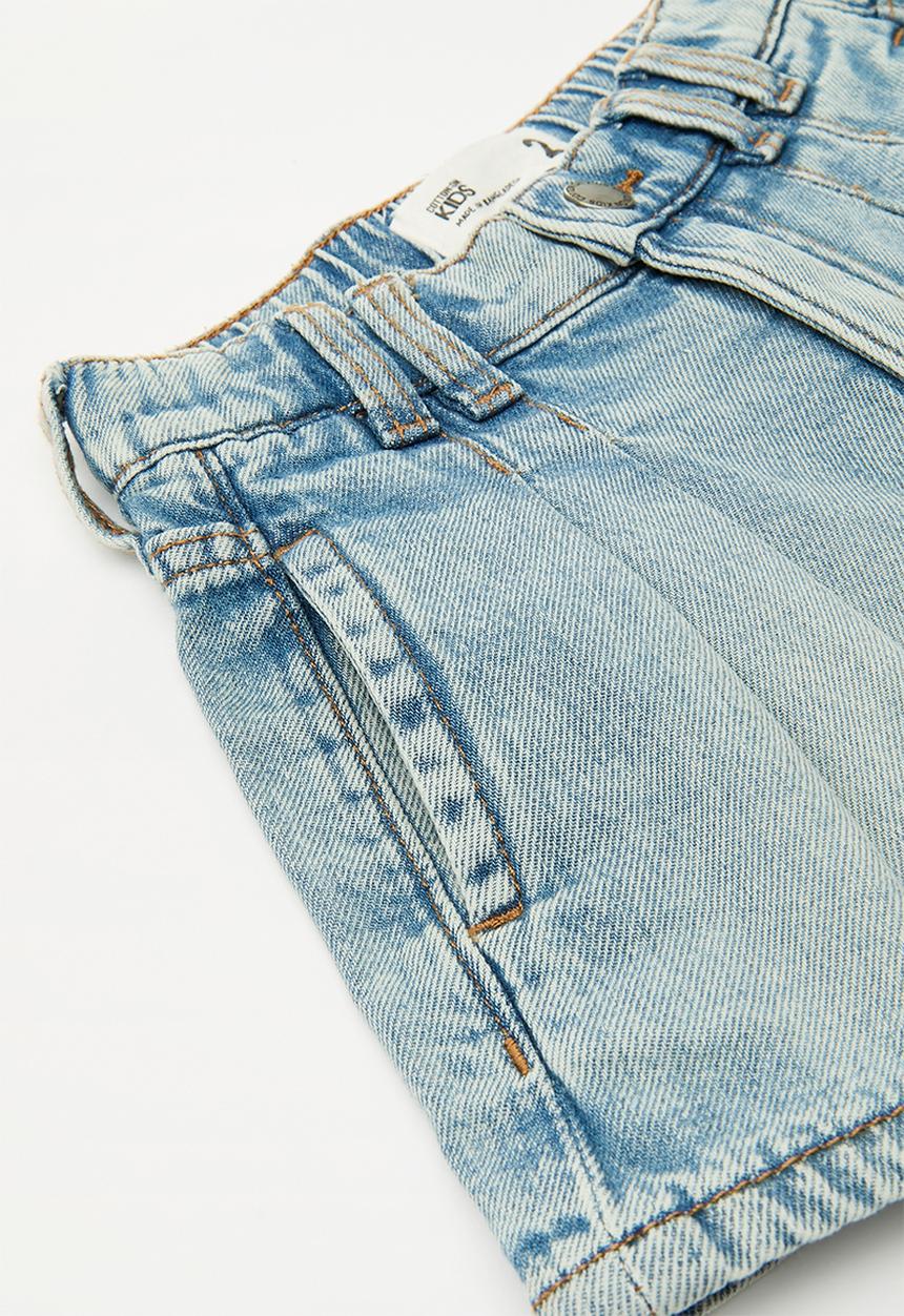 Cotton On - Sarai pleat front denim short - airlie light blue/studs