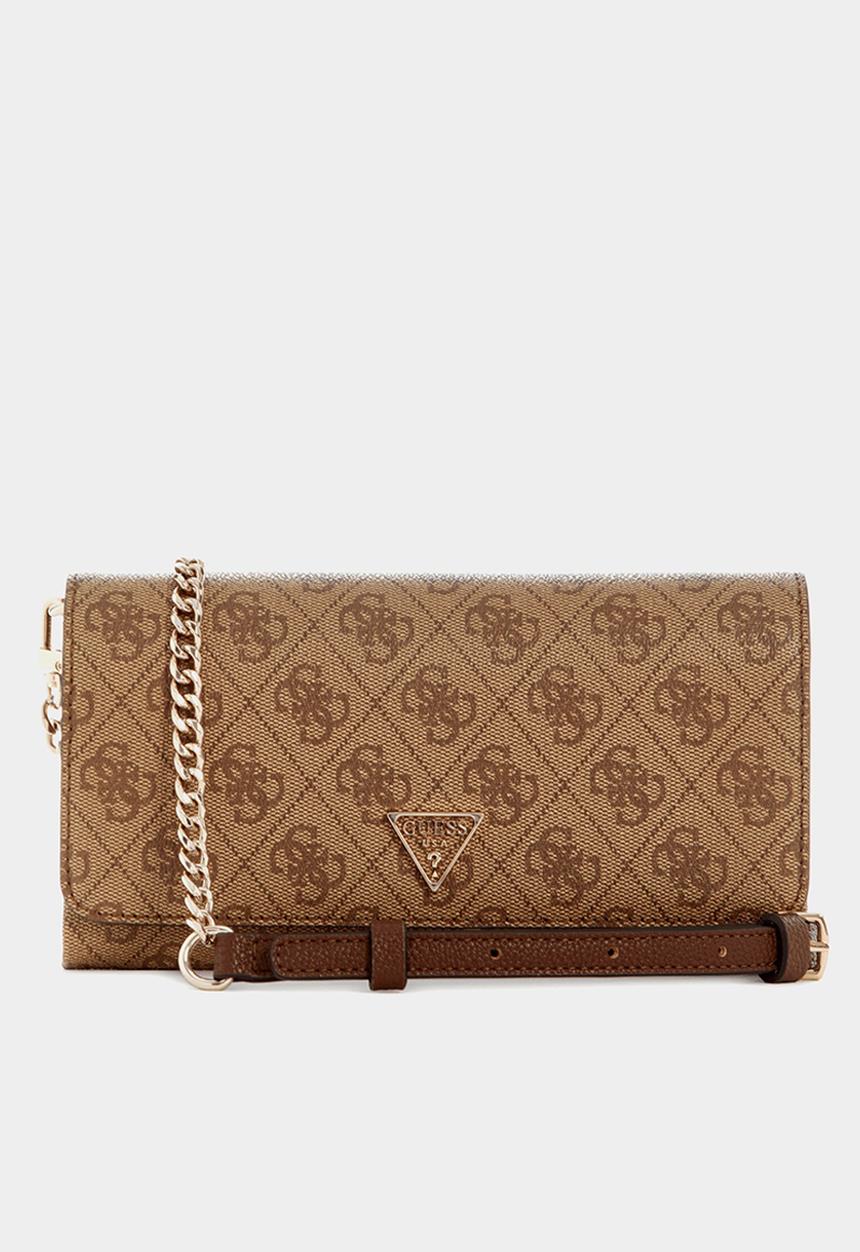GUESS - Ahb Noelle Ii Crossbody Flap Organizer Bag - Latte Logo Brown
