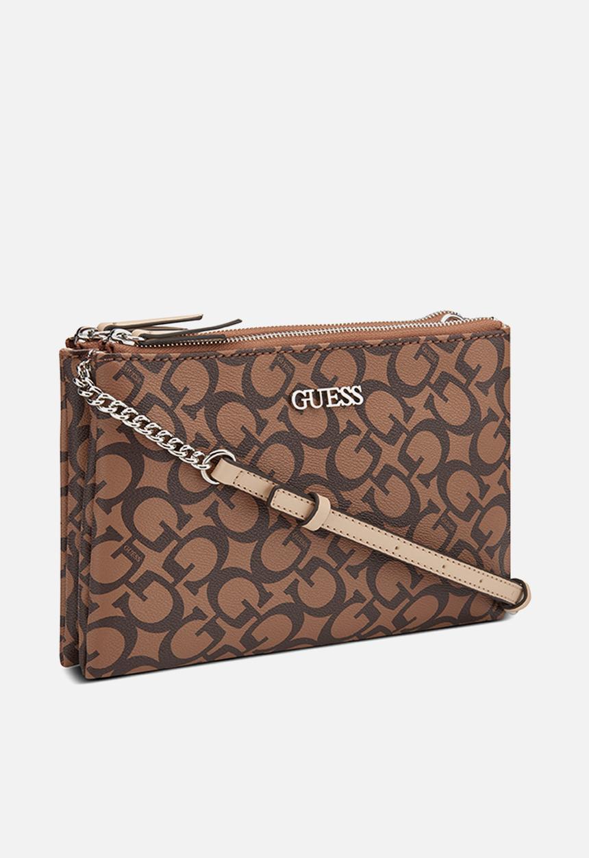 GUESS - Ahb Tidewood Mini Double Zip Crossbody Bag - Cocoa