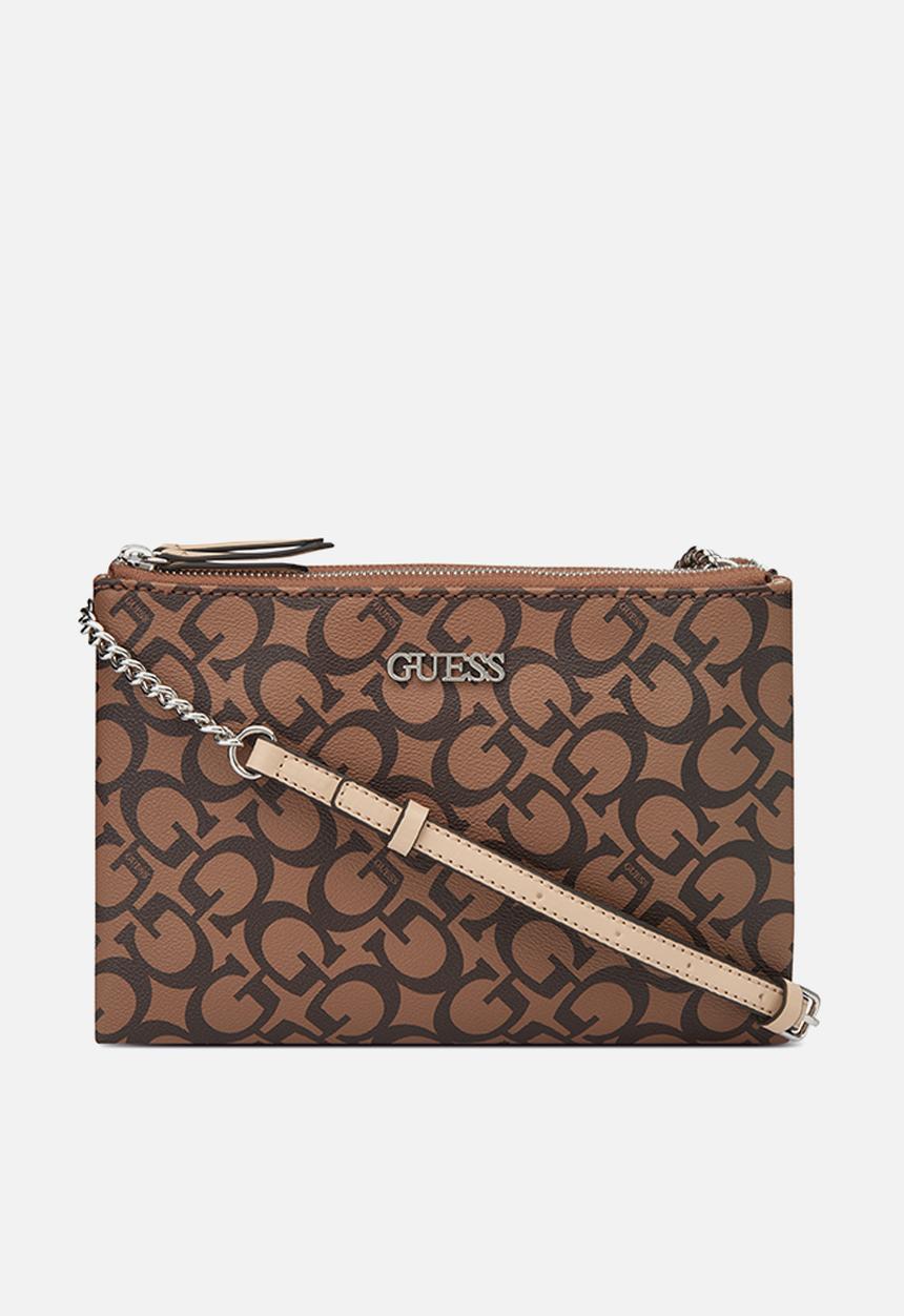 GUESS - Ahb Tidewood Mini Double Zip Crossbody Bag - Cocoa