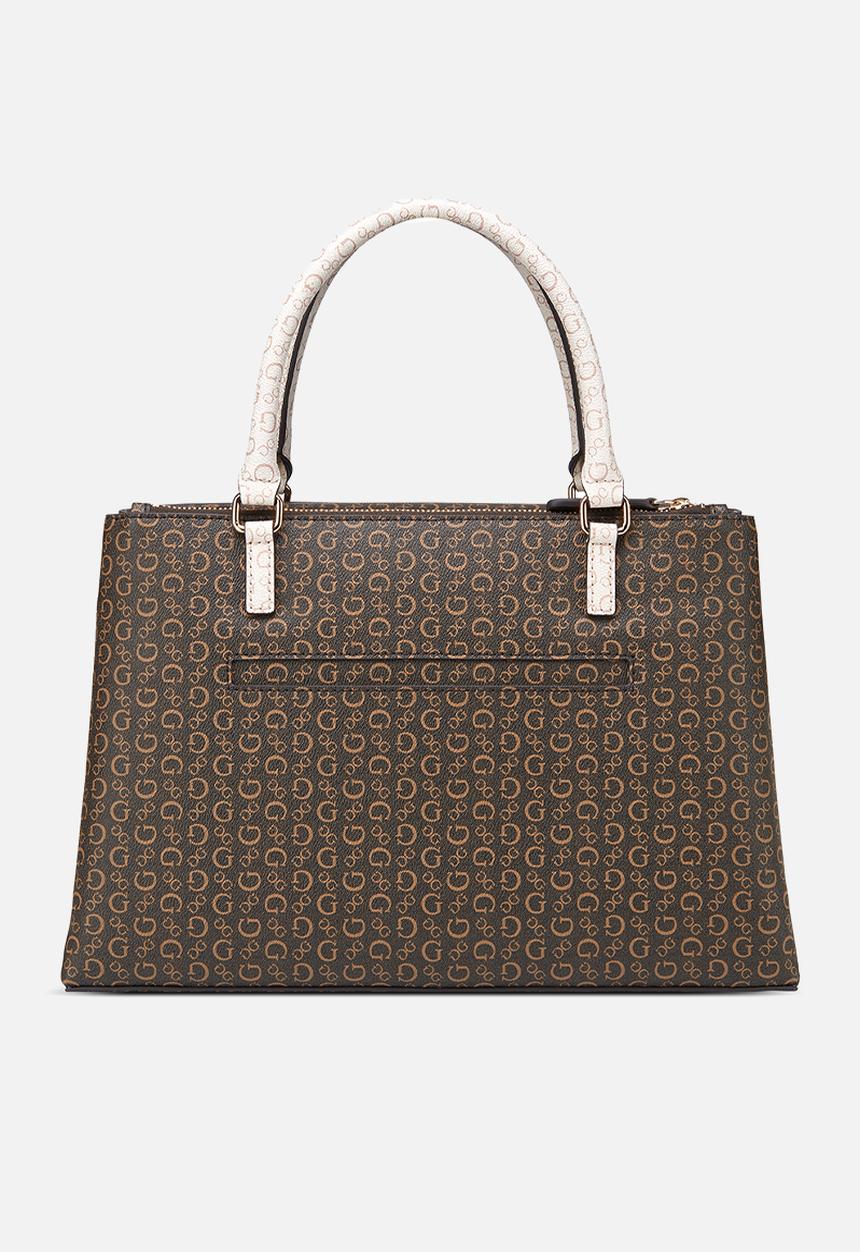 GUESS - Ahb Perrez Satchel Bag - Brown Multi