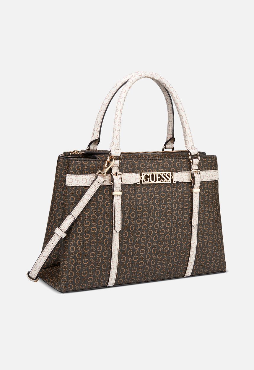 GUESS - Ahb Perrez Satchel Bag - Brown Multi