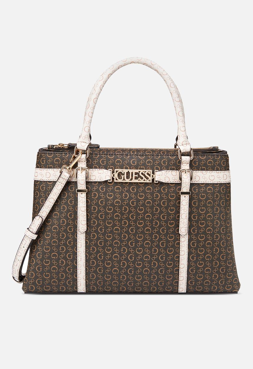 GUESS - Ahb Perrez Satchel Bag - Brown Multi