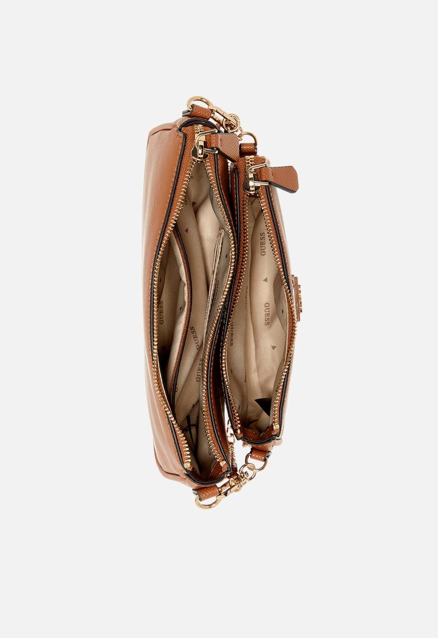 GUESS - Ahb Noelle Ii Dbl Pouch Crossbody Bag - Light Cognac