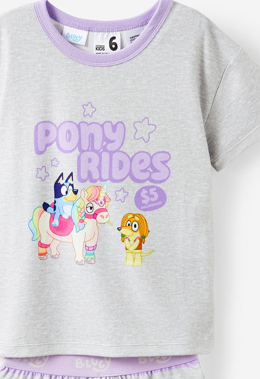 Cotton On - Dani short sleeve pyjama set licensed - lcn blu cloud marle/bluey pony rides