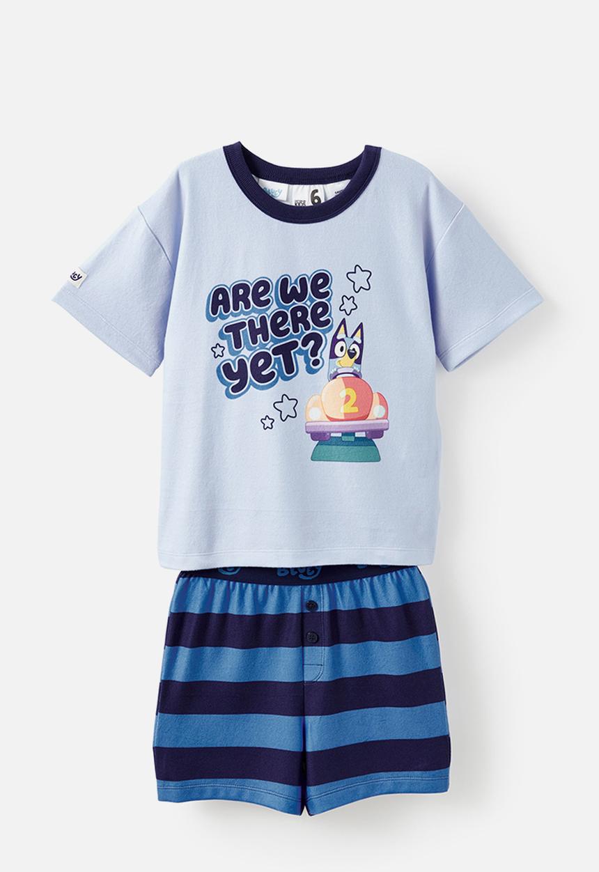 Cotton On - Damon short sleeve pyjama set license - lcn blu dawn blue/bluey are we there yet