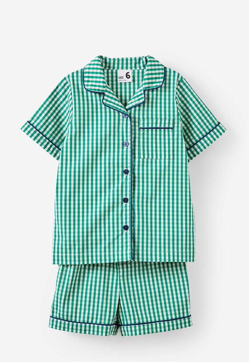 Cotton On - Barney short sleeve pyjama set - deep mint/gingham