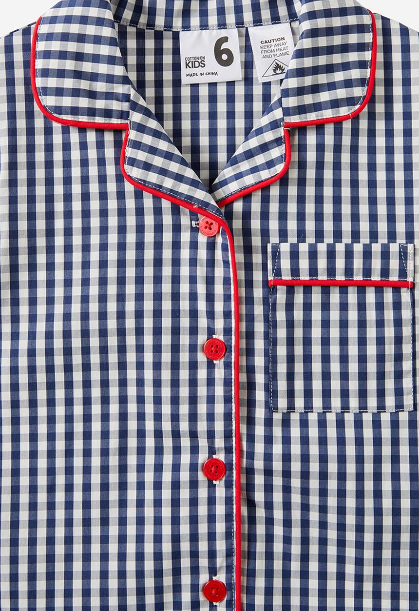 Cotton On - Barney short sleeve pyjama set - in the navy/gingham