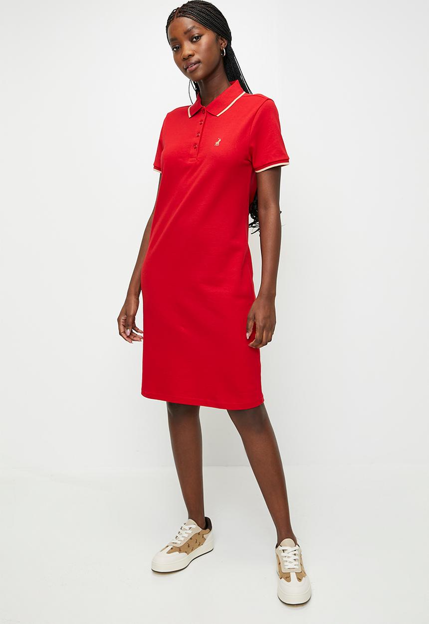 POLO - Wmn Leah s/s Golfer Dress - Red White