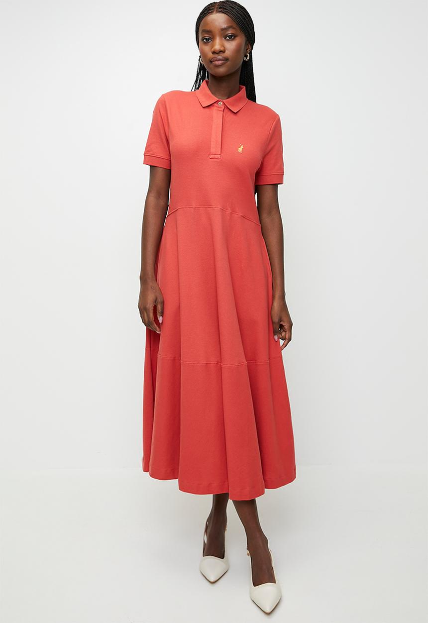 POLO - Emily short sleeve fit & flare golfer dress - brick-red