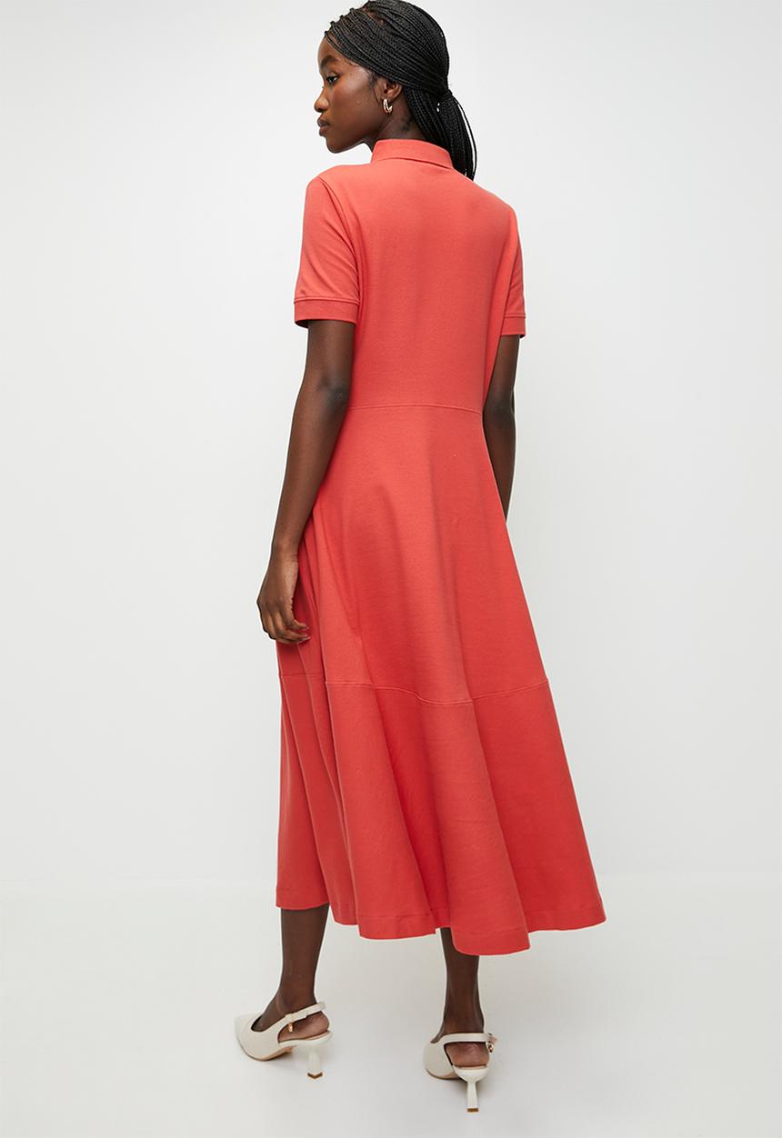 POLO - Emily short sleeve fit & flare golfer dress - brick-red
