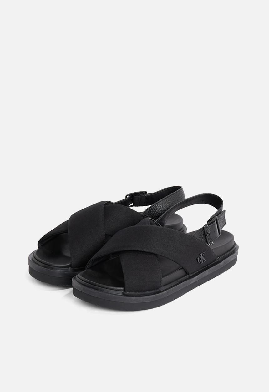 Calvin Klein - FLAT MOLDED CRXS SLING SANDAL CV - Triple Black