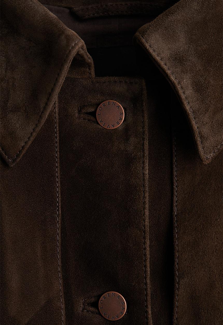 H&M - Lorena Saravia H&M: Fringed suede cape jacket - dark brown