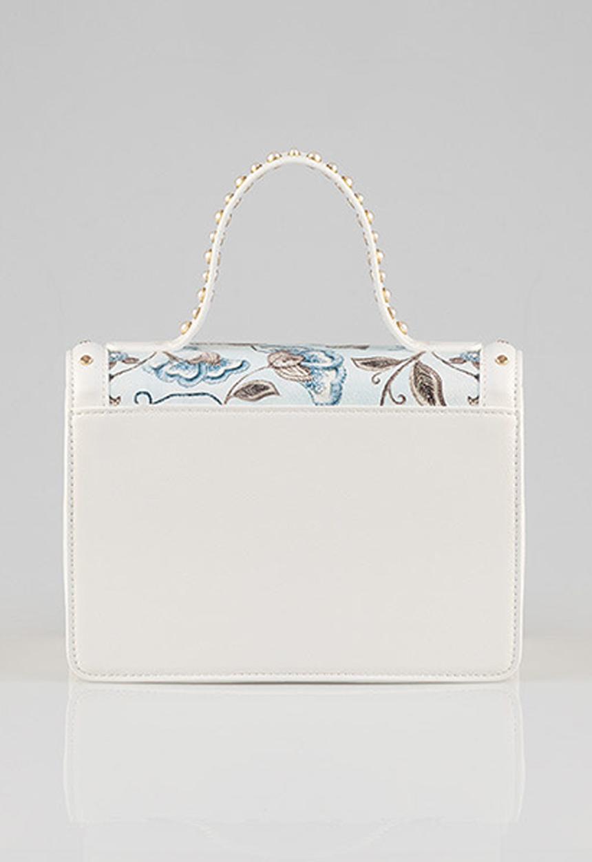 SISSY BOY - Flower bloom top handle bag - blue & white 