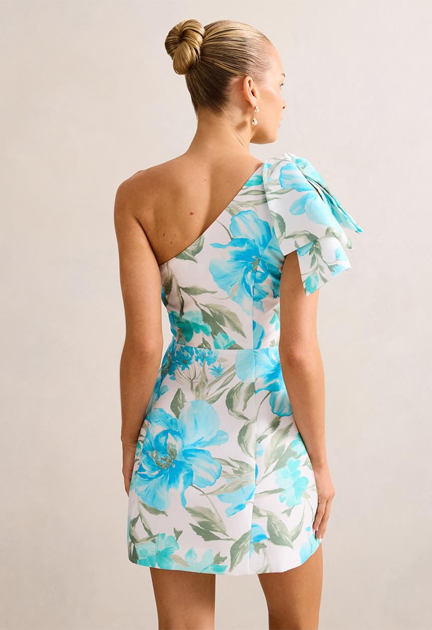 Forever New - Darcy one shoulder bow mini - blue lyell floral