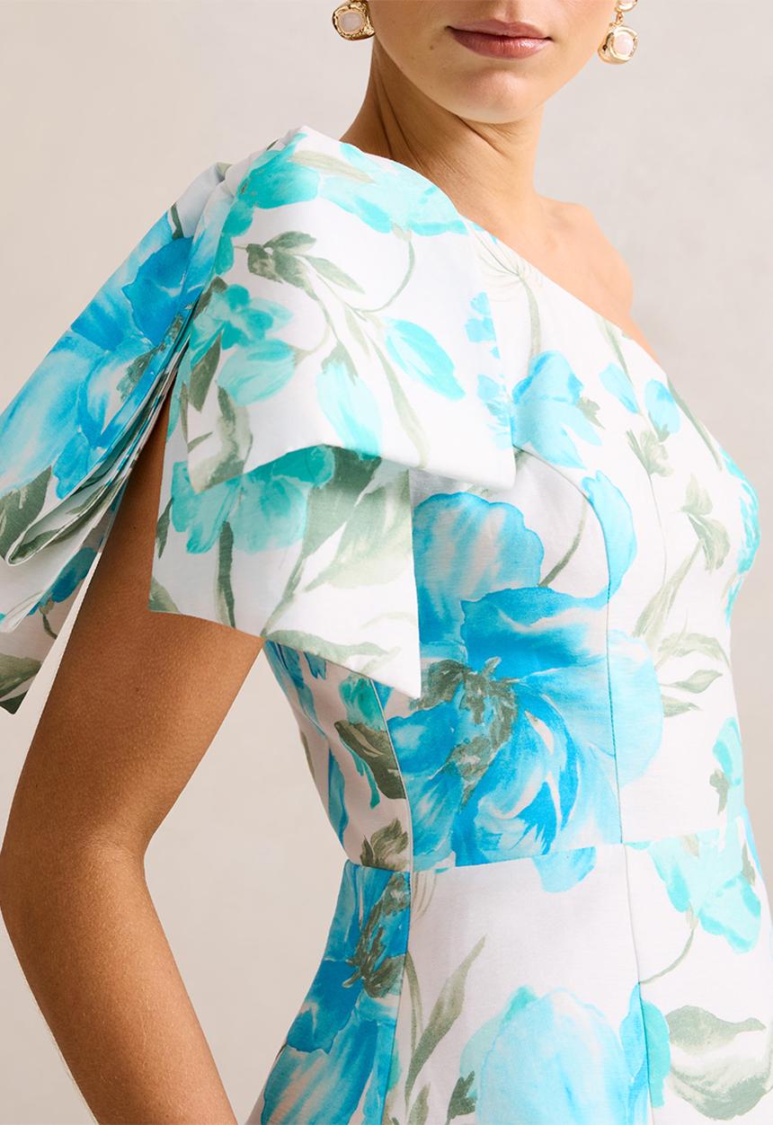 Forever New - Darcy one shoulder bow mini - blue lyell floral