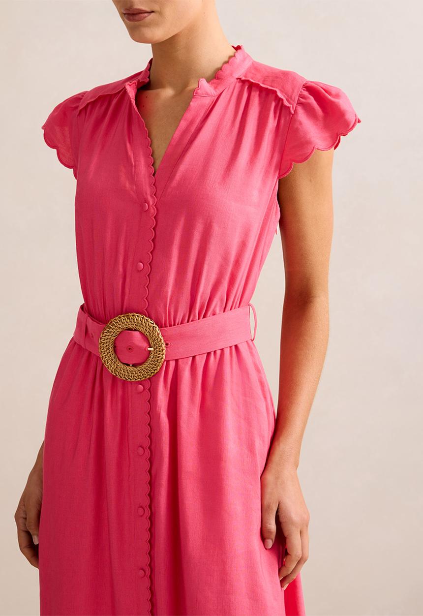 Forever New - Serafina Scallop Edge Linen Midi Dress
