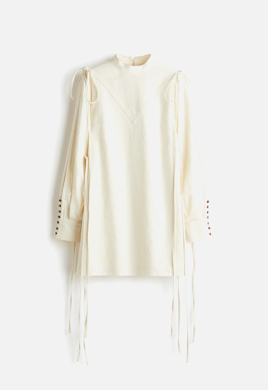 H&M - Lorena Saravia H&M: Linen-blend dress - white