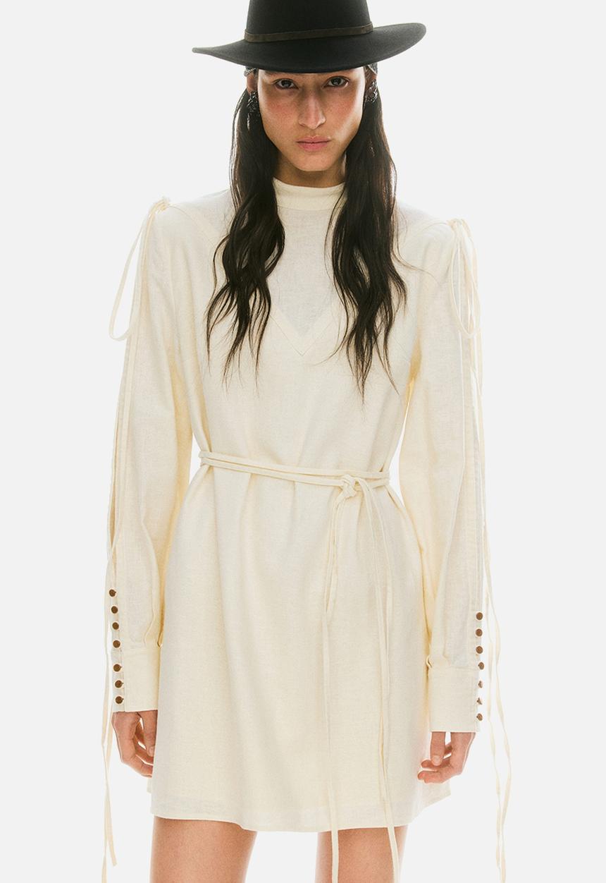 H&M - Lorena Saravia H&M: Linen-blend dress - white