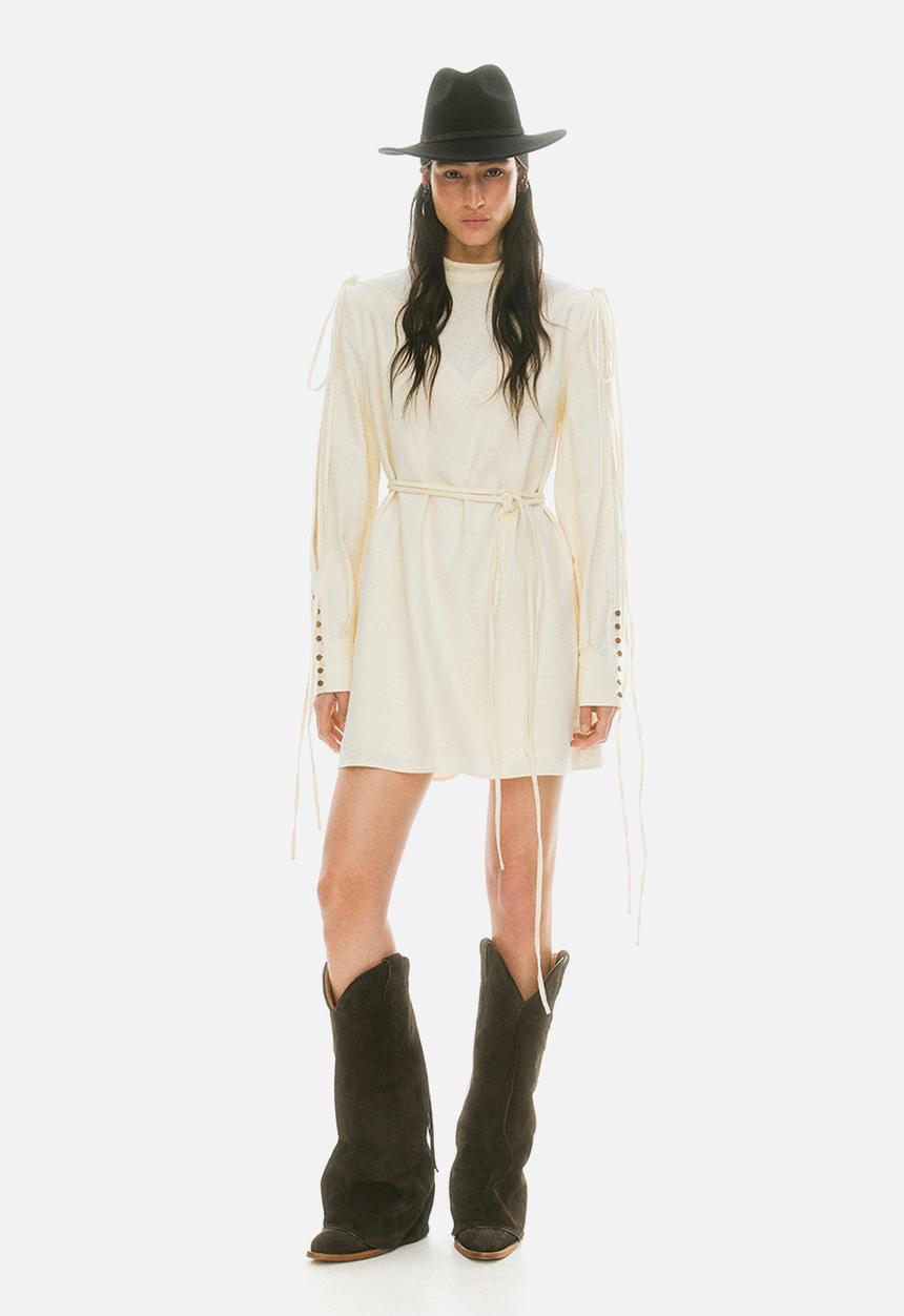 H&M - Lorena Saravia H&M: Linen-blend dress - white