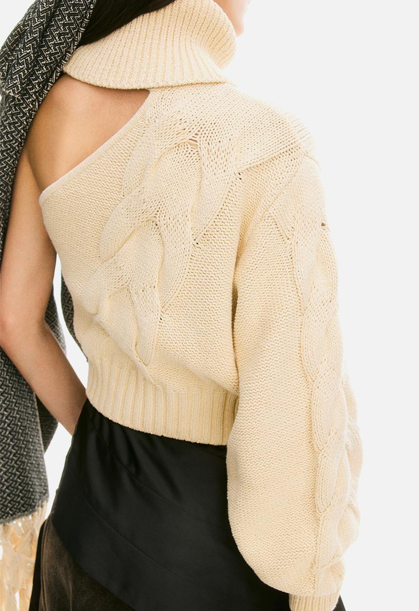 H&M - Lorena Saravia H&M: Asymmetric turtleneck jumper - beige