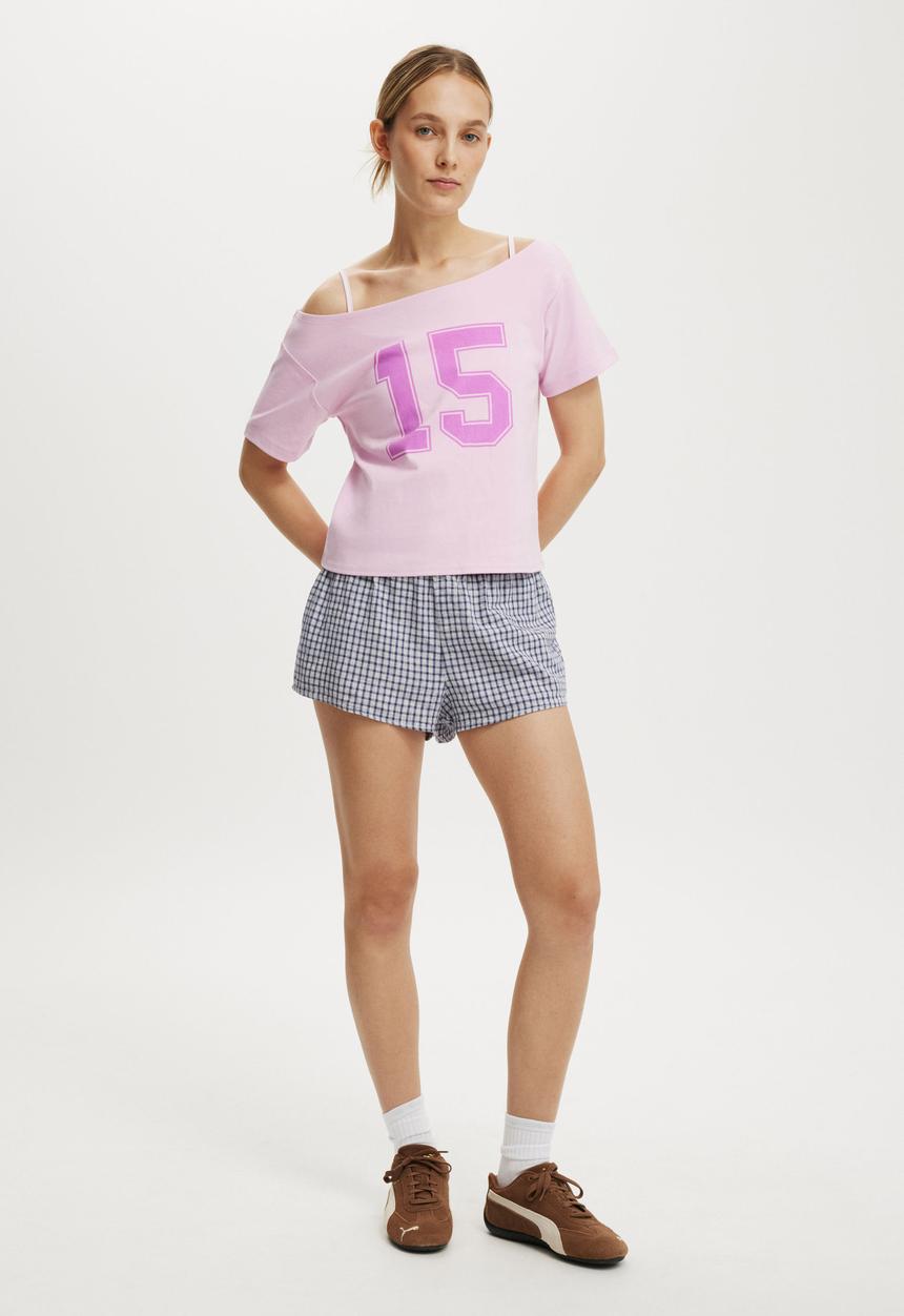 Cotton On - The sporty off shoulder graphic tee - 15 / lavendula
