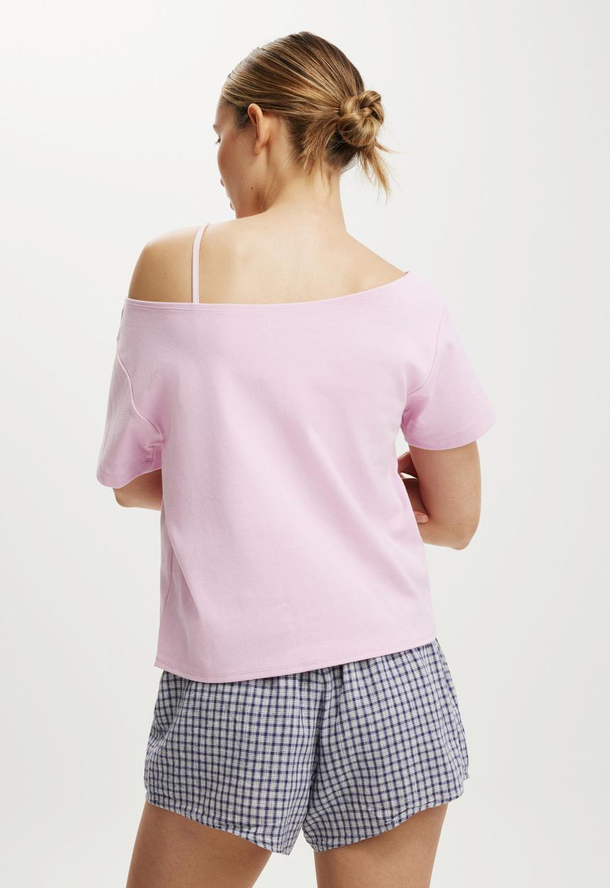 Cotton On - The sporty off shoulder graphic tee - 15 / lavendula