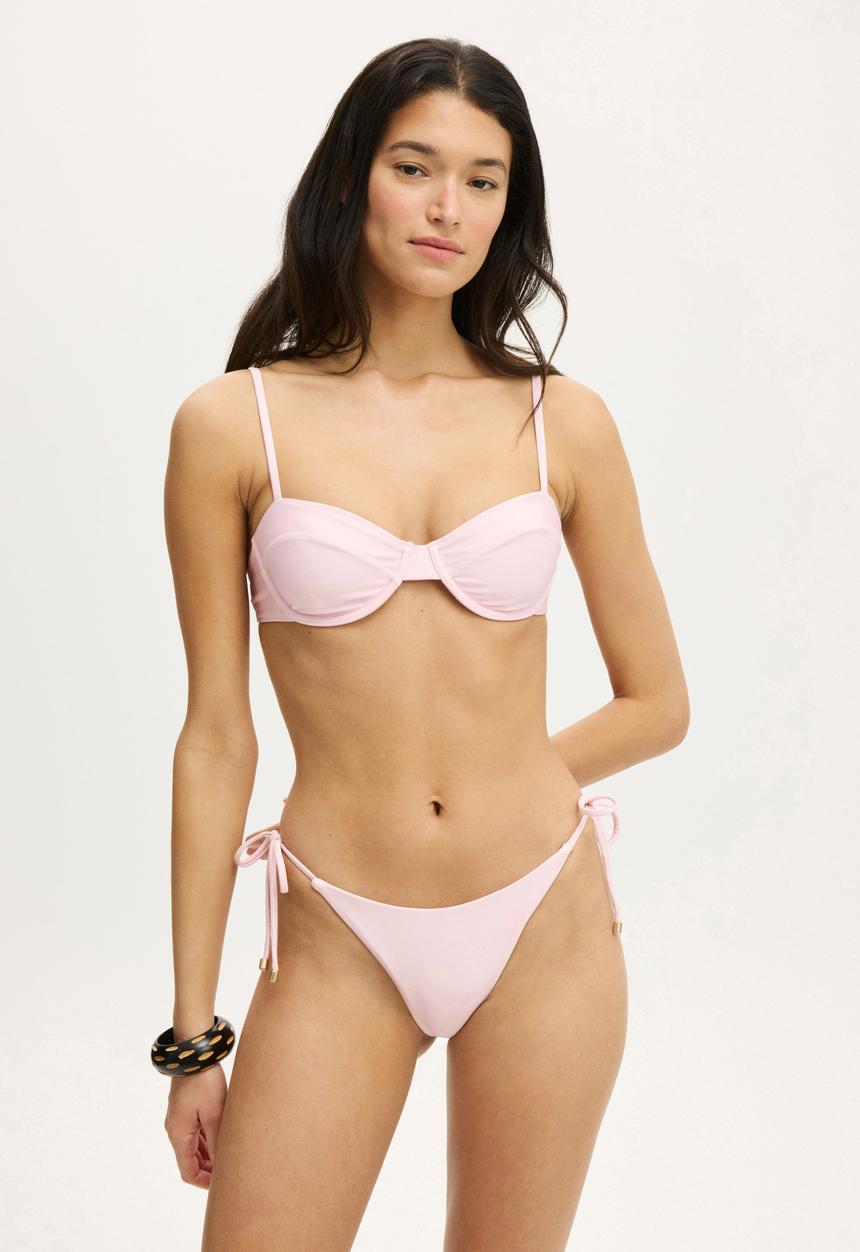 Cotton On - Thin Strap Balconette Bikini Top - Cherry Dream Shimmer