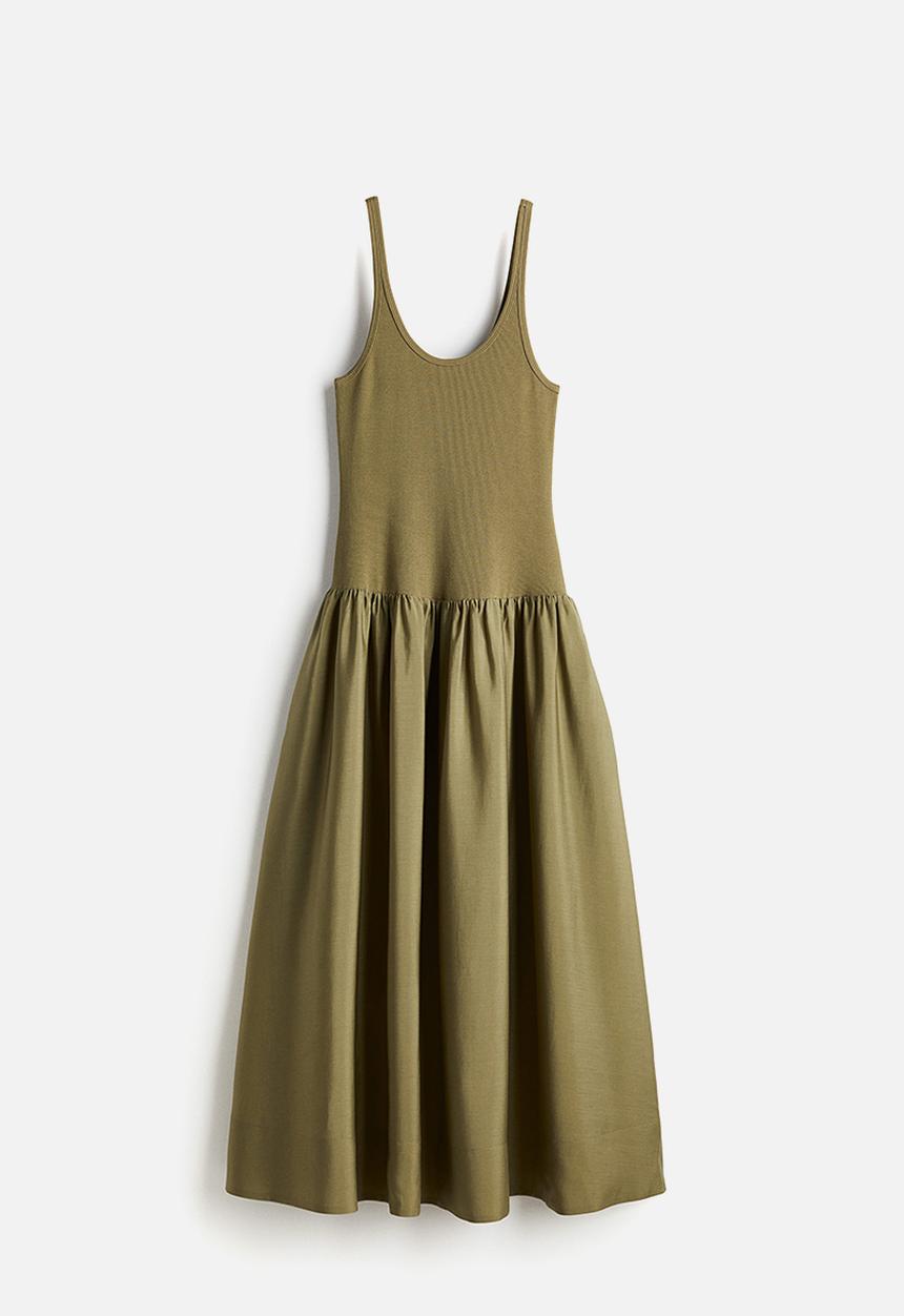 H&M - Flared-skirt dress - khaki green