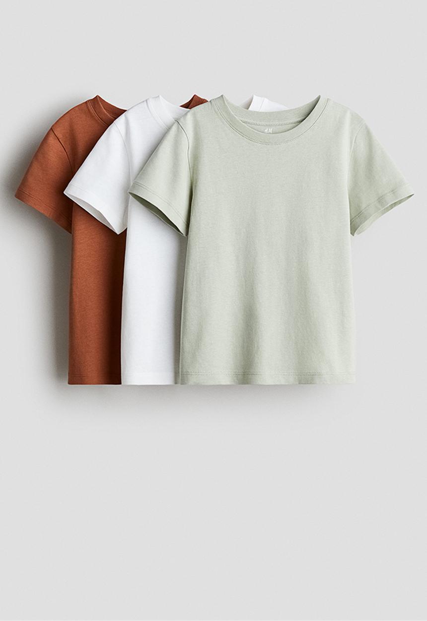 H&M - 3-Pack T-shirts - light green/rust red