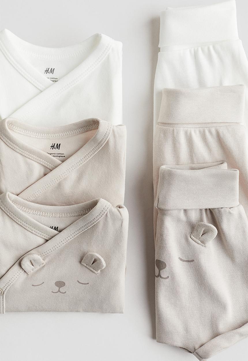 H&M - 6-Piece jersey set - beige/bear