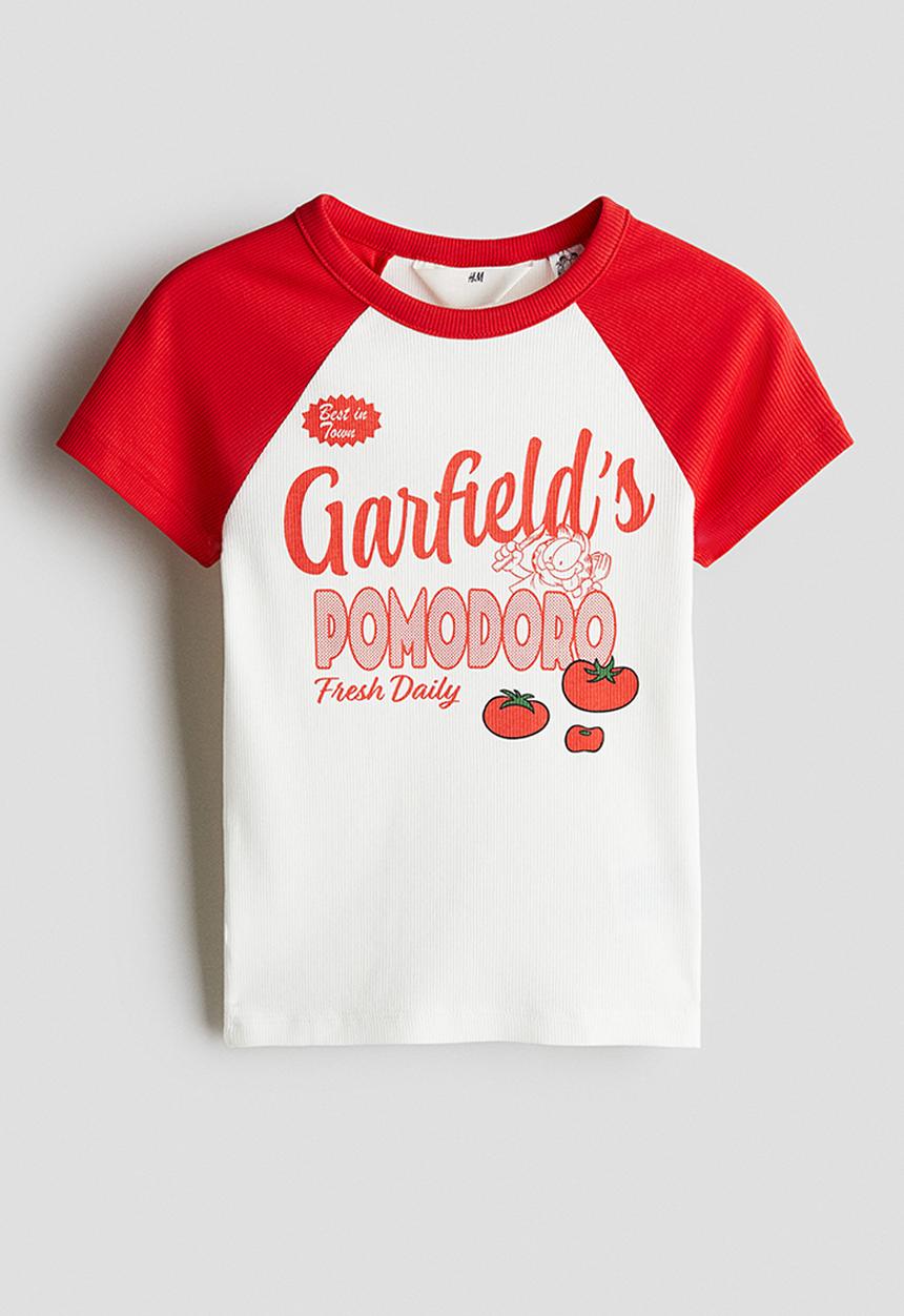 H&M - Printed jersey top - white/garfield