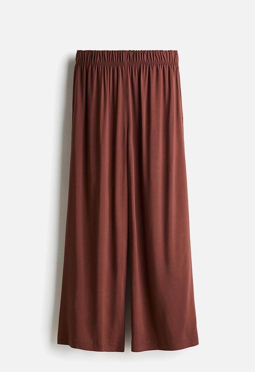 H&M - Cropped pull-on trousers - dark brown