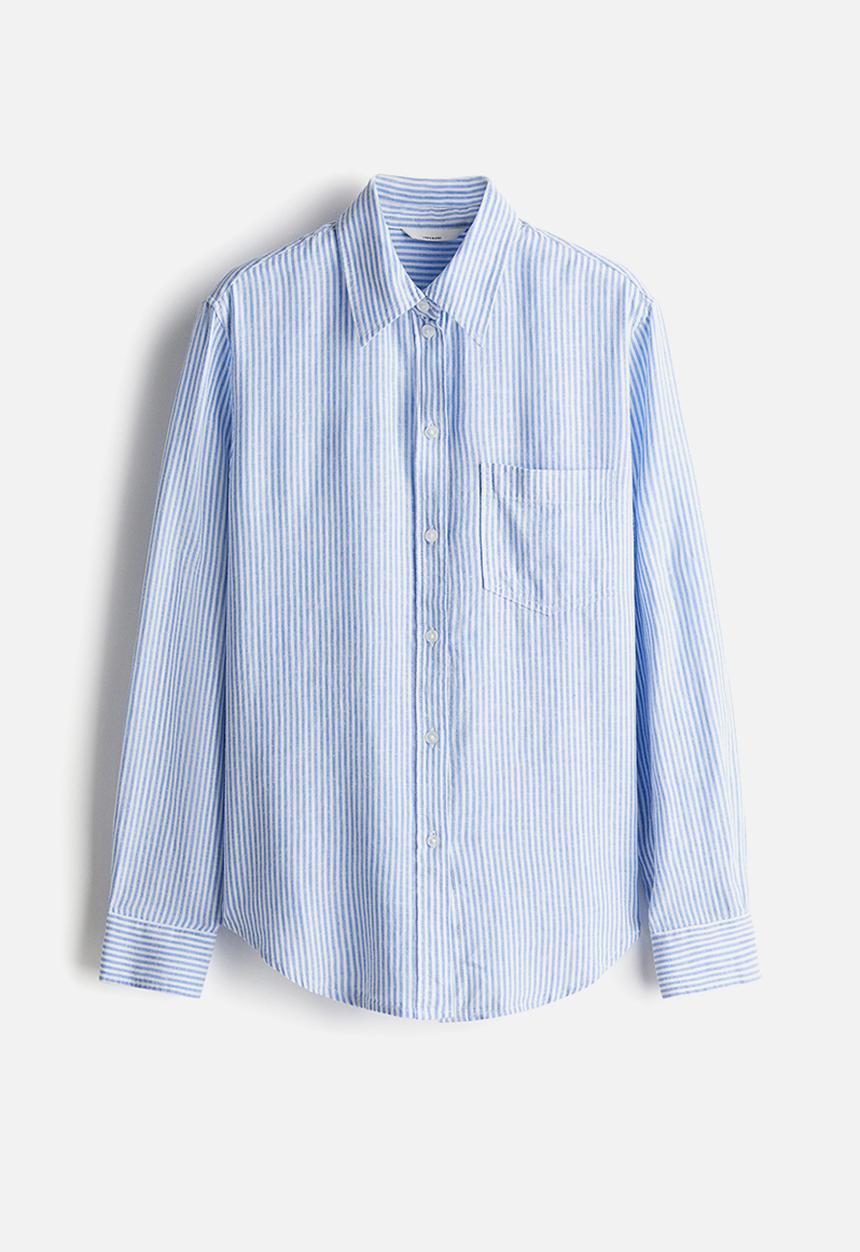 H&M - Linen-blend shirt - blue & white striped