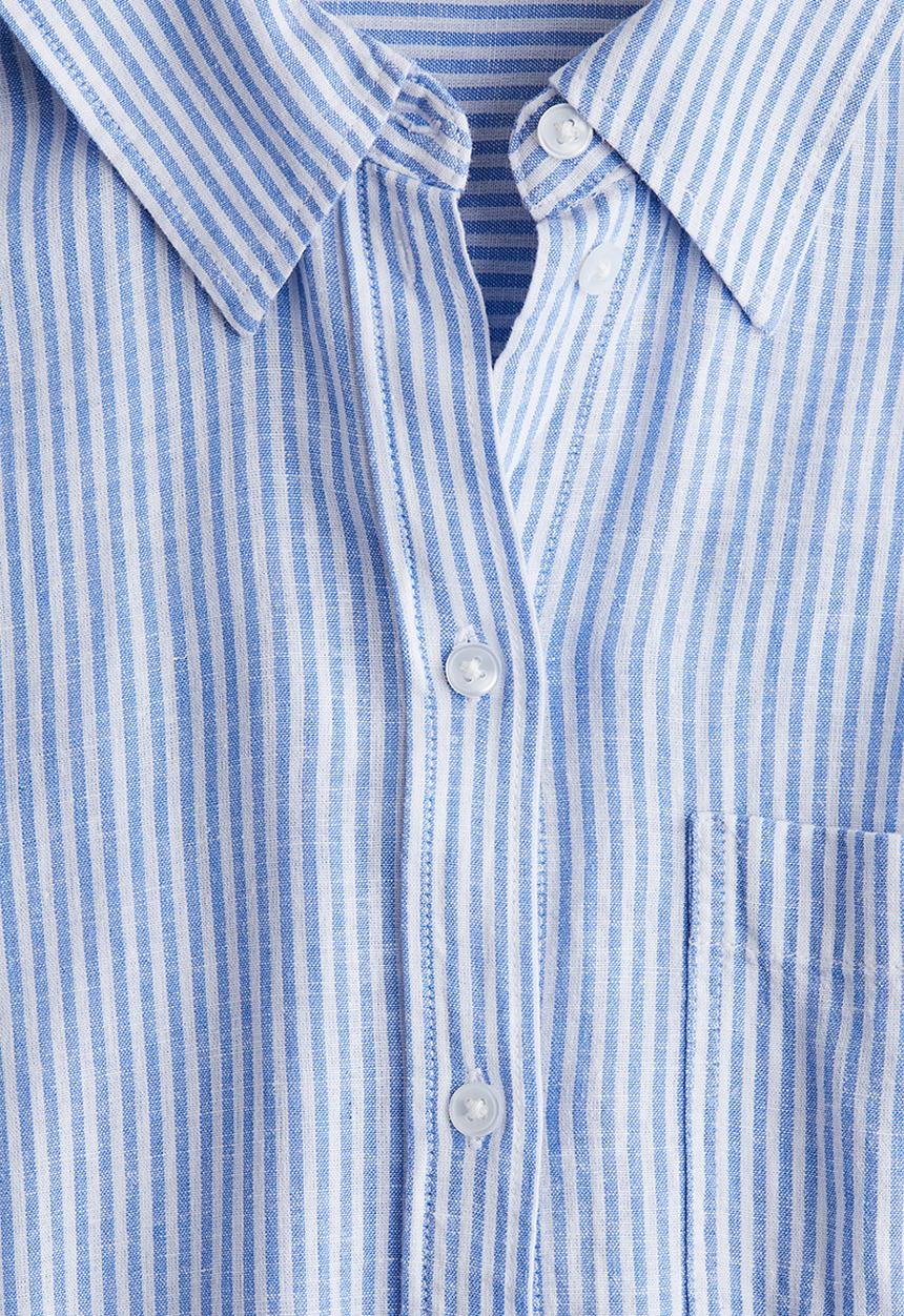 H&M - Linen-blend shirt - blue & white striped
