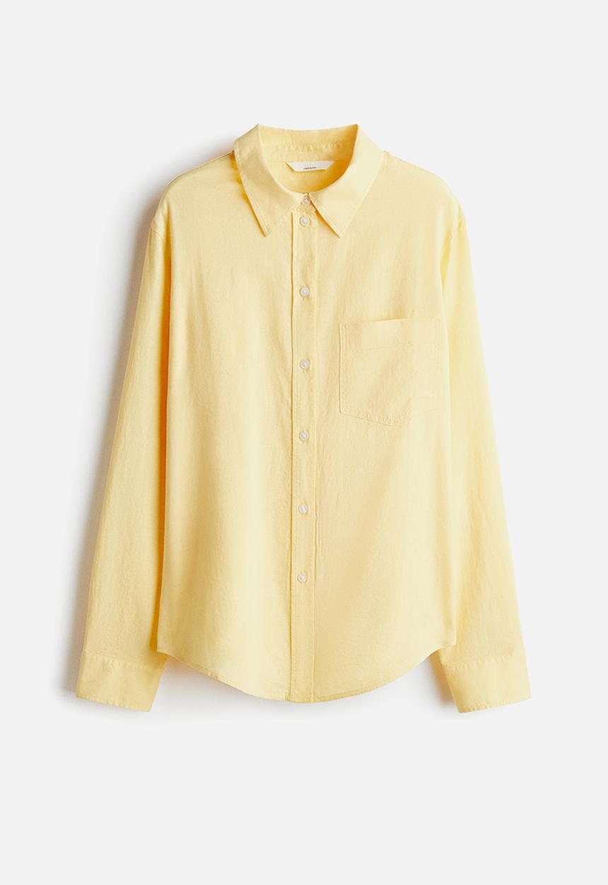 H&M - Linen-blend shirt - light yellow