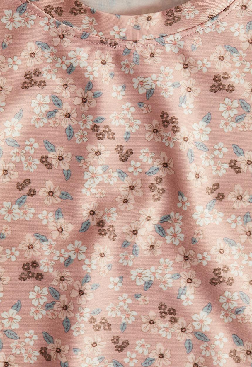 H&M - Upf 50 frill-trimmed swim top -  light dusty pink/floral