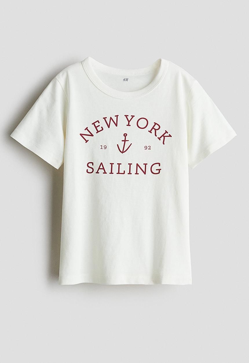 H&M - Printed cotton T-shirt - white/new york sailing