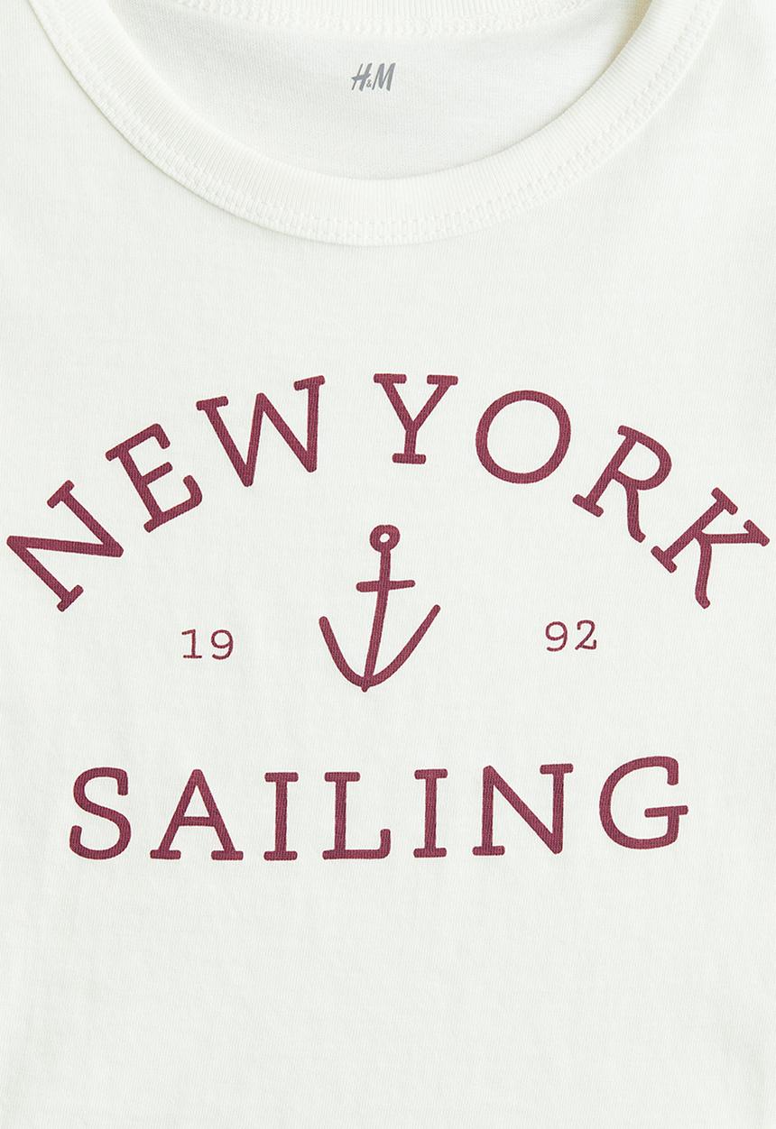H&M - Printed cotton T-shirt - white/new york sailing